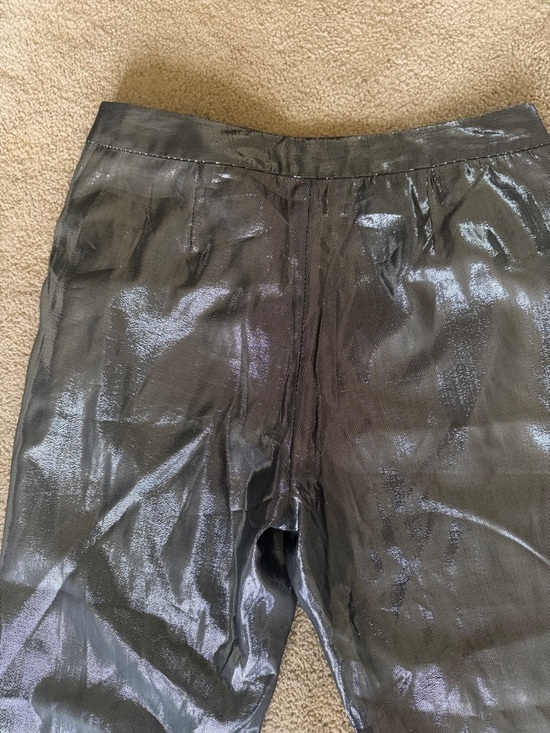 10 Crosby Derek Lam Silver Metallic Wide-Leg Pants - Picture 5 of 5